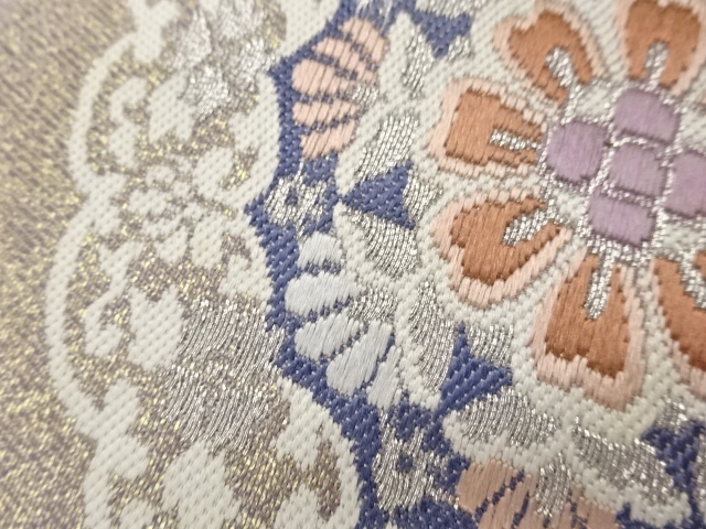  引箔華文模様織出し名古屋帯